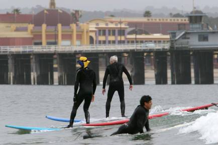 Mayo, surfing for the first time in 62 years, with Richard Schmidt